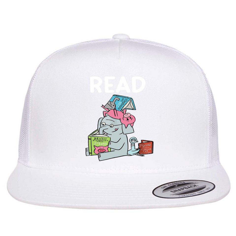 Funny Teacher Library Read Book Club Piggie Elephant Pigeons Flat Bill Trucker Hat