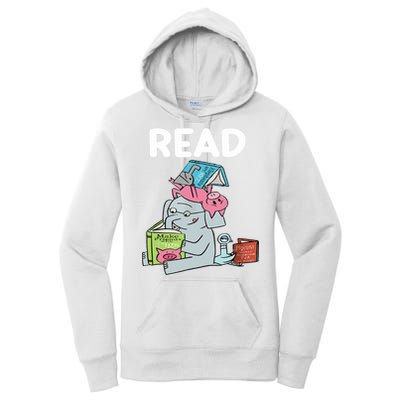 Funny Teacher Library Read Book Club Piggie Elephant Pigeons Women's Pullover Hoodie