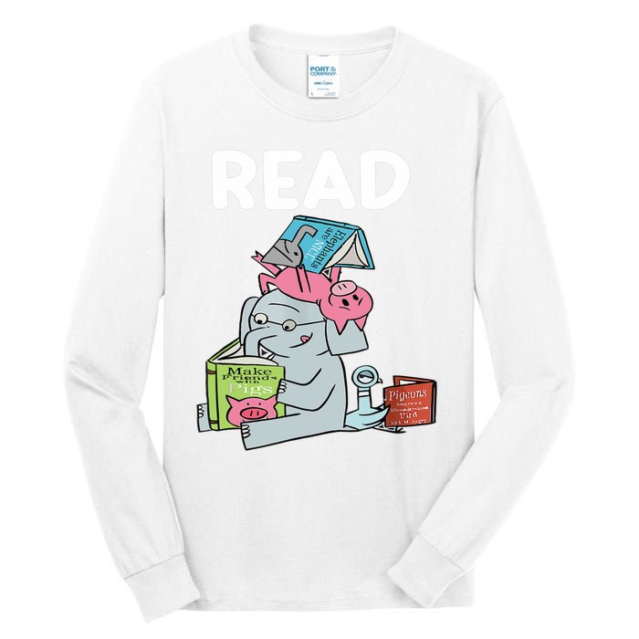 Funny Teacher Library Read Book Club Piggie Elephant Pigeons Tall Long Sleeve T-Shirt