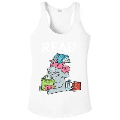Funny Teacher Library Read Book Club Piggie Elephant Pigeons Ladies PosiCharge Competitor Racerback Tank