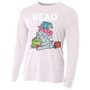 Funny Teacher Library Read Book Club Piggie Elephant Pigeons Cooling Performance Long Sleeve Crew