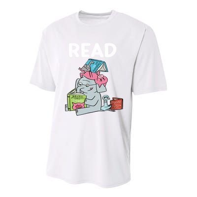 Funny Teacher Library Read Book Club Piggie Elephant Pigeons Youth Performance Sprint T-Shirt