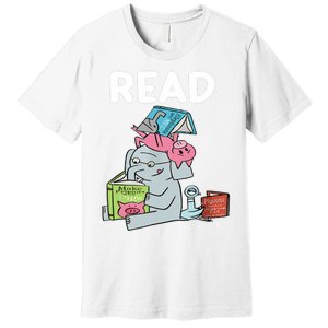 Funny Teacher Library Read Book Club Piggie Elephant Pigeons Premium T-Shirt