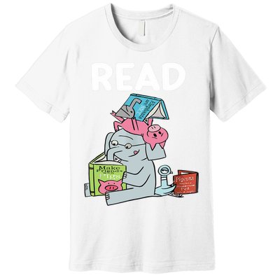 Funny Teacher Library Read Book Club Piggie Elephant Pigeons Premium T-Shirt