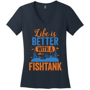 Fish Tank Life Fishkeeping Aquarium Lover Fishkeeper Women's V-Neck T-Shirt