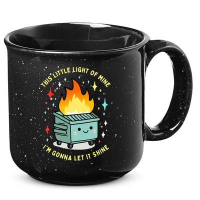 Funny This Little Light Of Mine Lil Dumpster Fire Meme 15oz Campfire Ceramic Mug