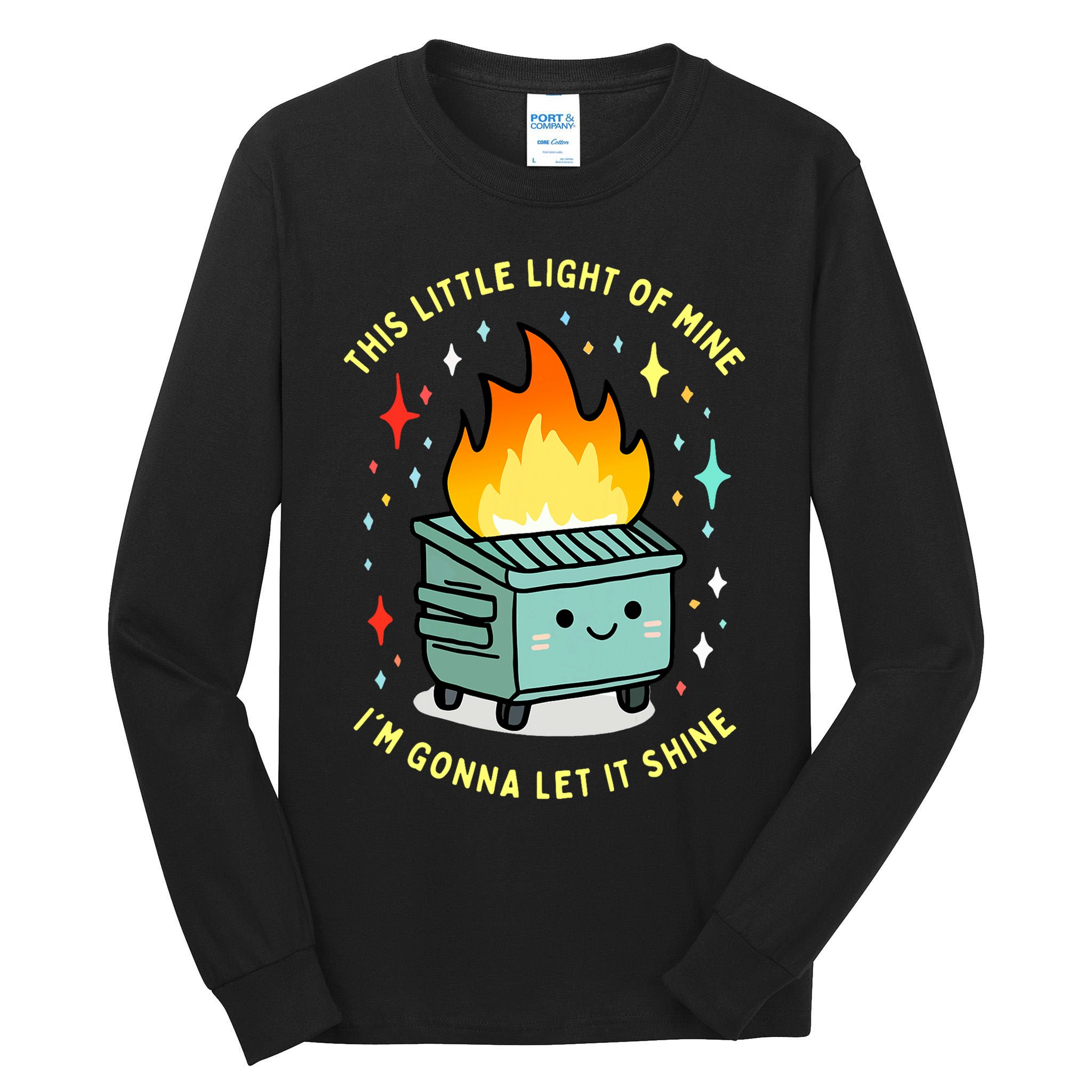 Funny This Little Light Of Mine Lil Dumpster Fire Meme Tall Long Sleeve T-Shirt
