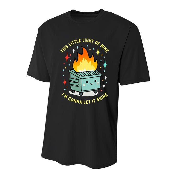 Funny This Little Light Of Mine Lil Dumpster Fire Meme Youth Performance Sprint T-Shirt