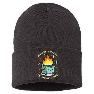 Funny This Little Light Of Mine Lil Dumpster Fire Meme Sustainable Knit Beanie