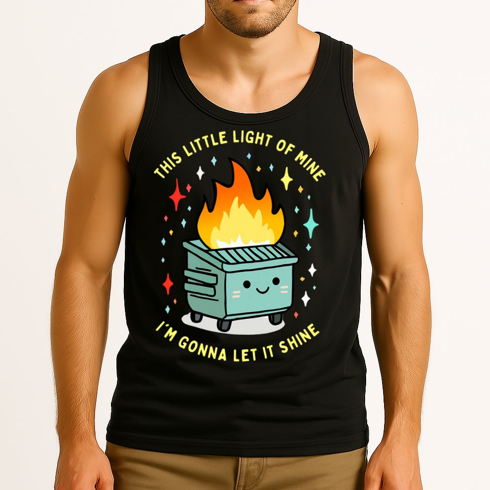 Funny This Little Light Of Mine Lil Dumpster Fire Meme Tank Top