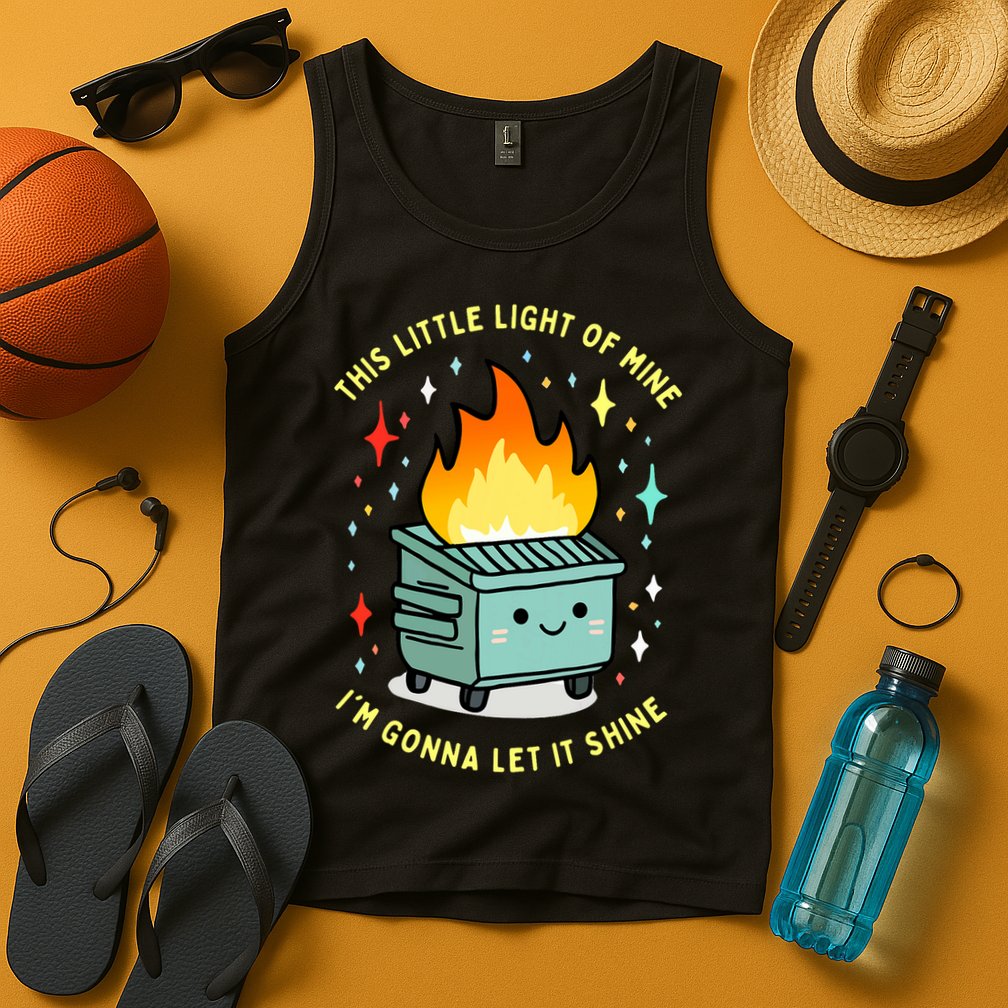 Funny This Little Light Of Mine Lil Dumpster Fire Meme Tank Top