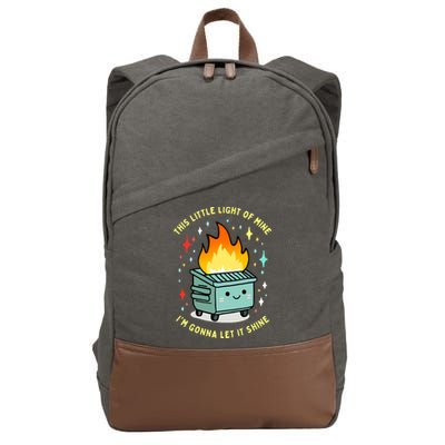 Funny This Little Light Of Mine Lil Dumpster Fire Meme Cotton Canvas Backpack