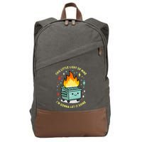 Funny This Little Light Of Mine Lil Dumpster Fire Meme Cotton Canvas Backpack