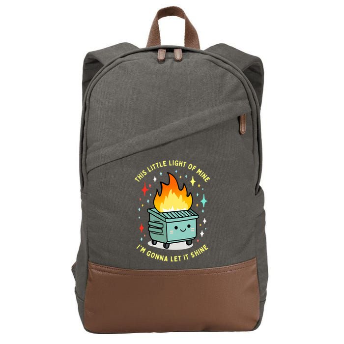 Funny This Little Light Of Mine Lil Dumpster Fire Meme Cotton Canvas Backpack