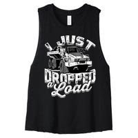 Funny Trucker Lorry 18 Wheeler Highway Truck Driver CDL Trailer Women's Racerback Cropped Tank