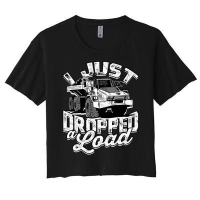 Funny Trucker Lorry 18 Wheeler Highway Truck Driver CDL Trailer Women's Crop Top Tee