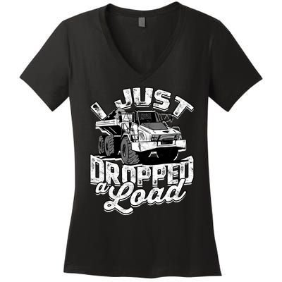 Funny Trucker Lorry 18 Wheeler Highway Truck Driver CDL Trailer Women's V-Neck T-Shirt