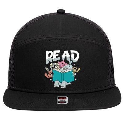 Funny Teacher Library Read Book Pigeon Wild Animal Bookish 7 Panel Mesh Trucker Snapback Hat