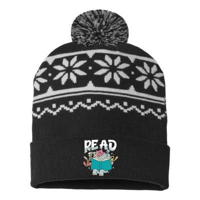 Funny Teacher Library Read Book Pigeon Wild Animal Bookish USA-Made Snowflake Beanie