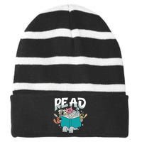 Funny Teacher Library Read Book Pigeon Wild Animal Bookish Striped Beanie with Solid Band