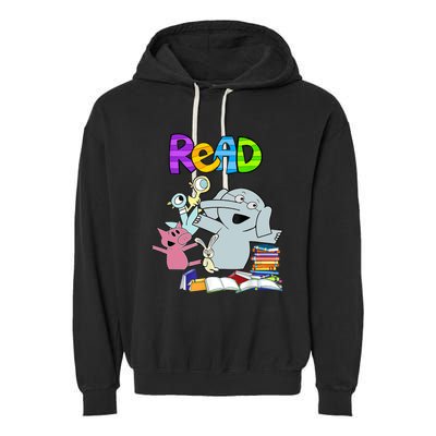 Funny Teacher Library Read Book Club Piggie Elephant Pigeons Garment-Dyed Fleece Hoodie