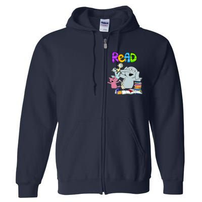 Funny Teacher Library Read Book Club Piggie Elephant Pigeons Full Zip Hoodie