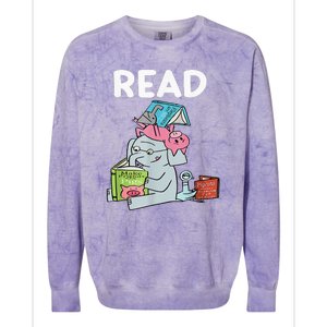 Funny Teacher Library Read Book Club Piggie Elephant Pigeons Colorblast Crewneck Sweatshirt