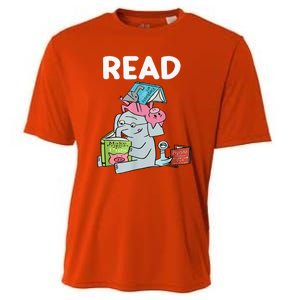 Funny Teacher Library Read Book Club Piggie Elephant Pigeons Cooling Performance Crew T-Shirt