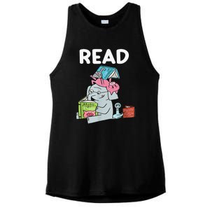 Funny Teacher Library Read Book Club Piggie Elephant Pigeons Ladies PosiCharge Tri-Blend Wicking Tank