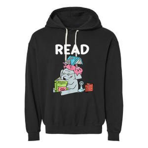 Funny Teacher Library Read Book Club Piggie Elephant Pigeons Garment-Dyed Fleece Hoodie