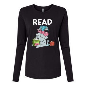 Funny Teacher Library Read Book Club Piggie Elephant Pigeons Womens Cotton Relaxed Long Sleeve T-Shirt