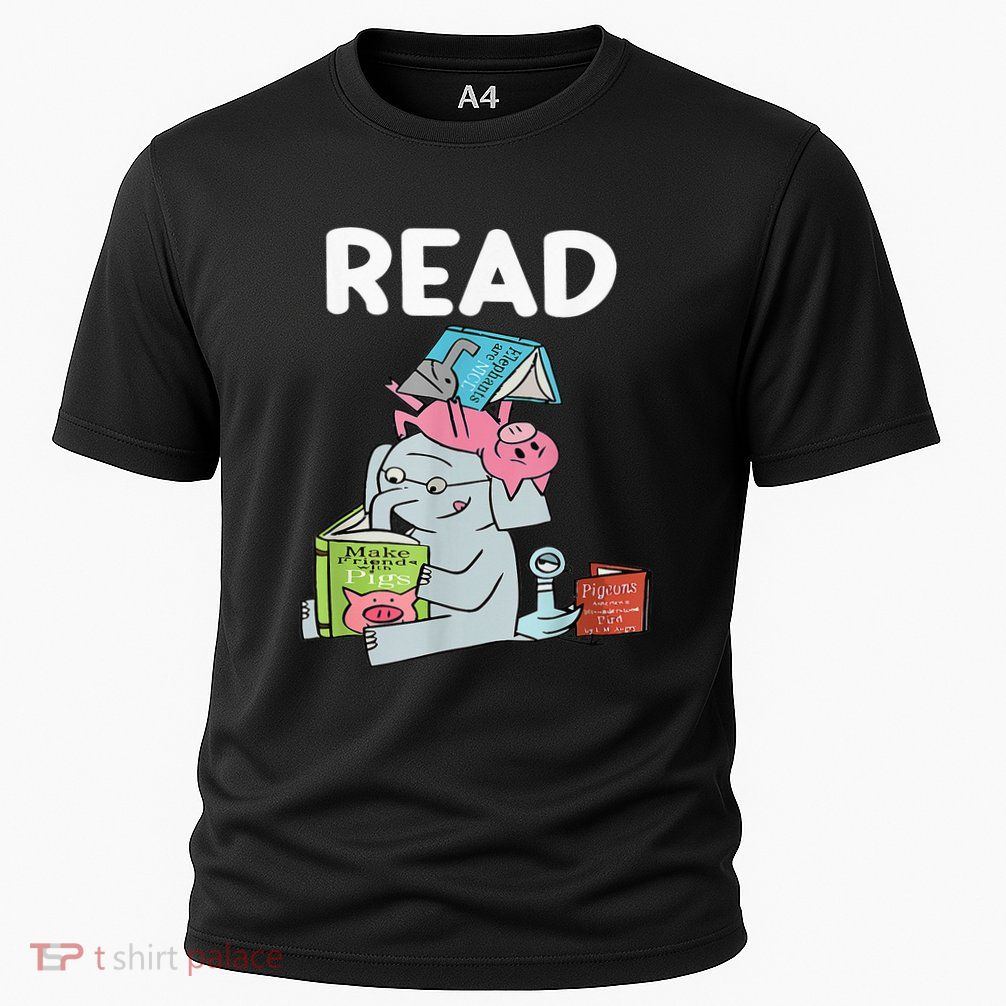 Funny Teacher Library Read Book Club Piggie Elephant Pigeons Performance Shirt