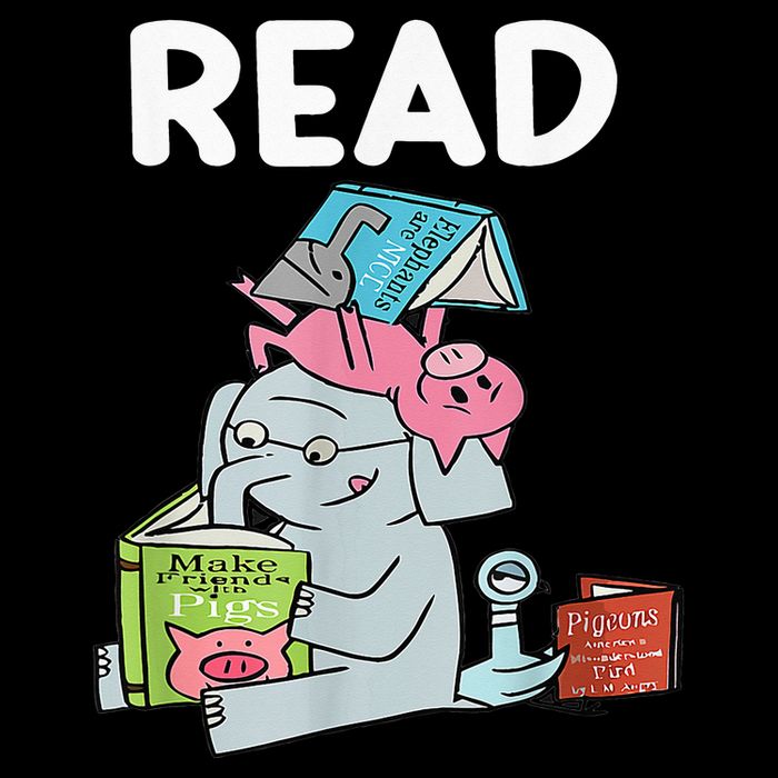 Funny Teacher Library Read Book Club Piggie Elephant Pigeons Cooling Performance Crew T-Shirt