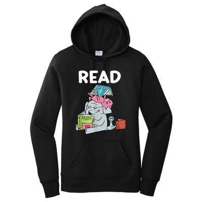 Funny Teacher Library Read Book Club Piggie Elephant Pigeons Women's Pullover Hoodie