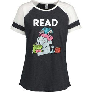 Funny Teacher Library Read Book Club Piggie Elephant Pigeons Enza Ladies Jersey Colorblock Tee