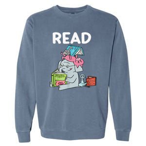 Funny Teacher Library Read Book Club Piggie Elephant Pigeons Garment-Dyed Sweatshirt