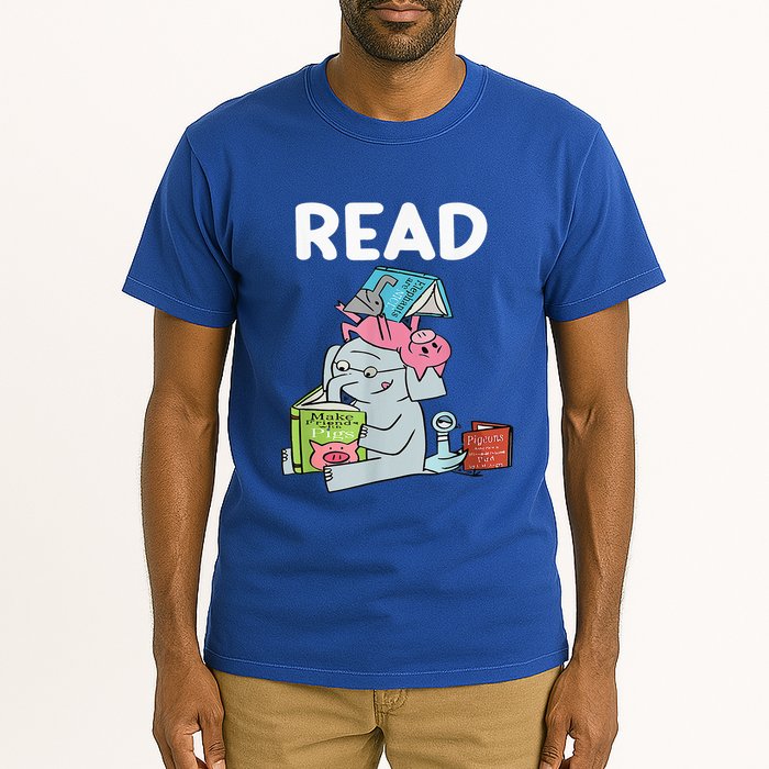 Funny Teacher Library Read Book Club Piggie Elephant Pigeons Tall T-Shirt