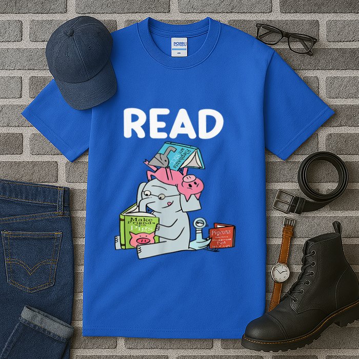 Funny Teacher Library Read Book Club Piggie Elephant Pigeons Tall T-Shirt