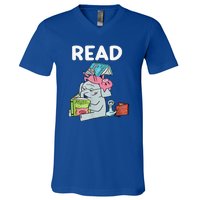 Funny Teacher Library Read Book Club Piggie Elephant Pigeons V-Neck T-Shirt