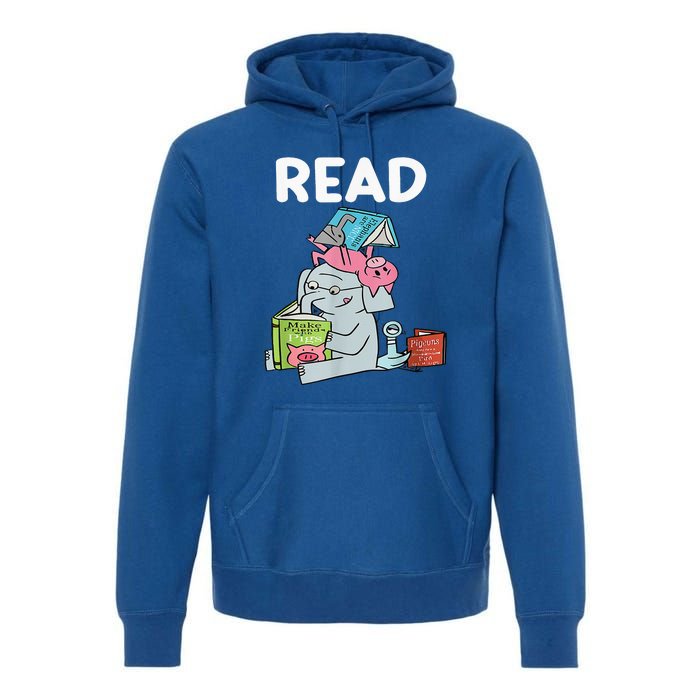 Funny Teacher Library Read Book Club Piggie Elephant Pigeons Premium Hoodie