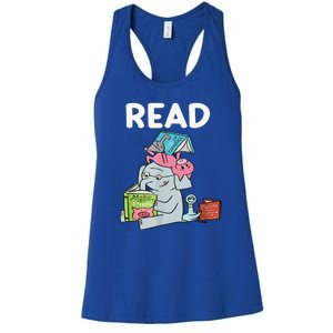 Funny Teacher Library Read Book Club Piggie Elephant Pigeons Women's Racerback Tank