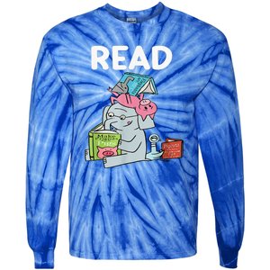 Funny Teacher Library Read Book Club Piggie Elephant Pigeons Tie-Dye Long Sleeve Shirt