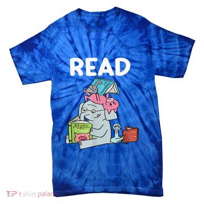 Funny Teacher Library Read Book Club Piggie Elephant Pigeons Tie-Dye T-Shirt