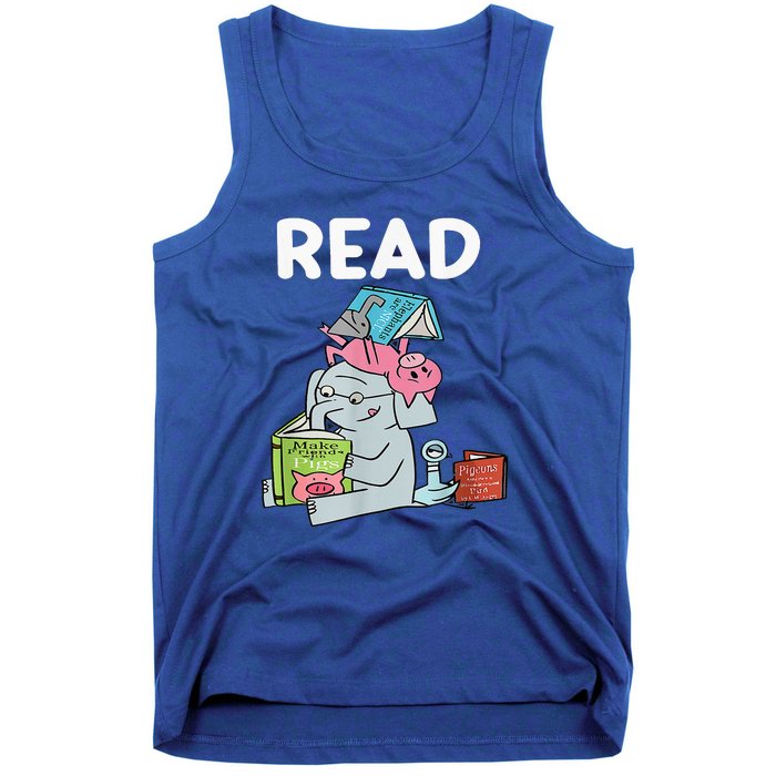 Funny Teacher Library Read Book Club Piggie Elephant Pigeons Tank Top