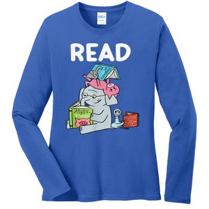 Funny Teacher Library Read Book Club Piggie Elephant Pigeons Ladies Long Sleeve Shirt