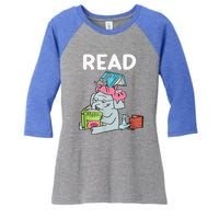 Funny Teacher Library Read Book Club Piggie Elephant Pigeons Women's Tri-Blend 3/4-Sleeve Raglan Shirt