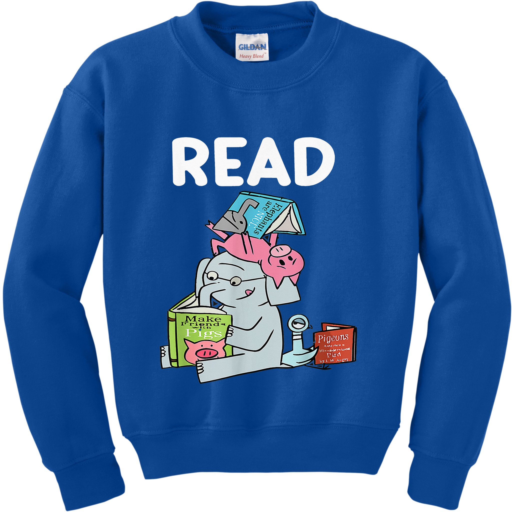 Funny Teacher Library Read Book Club Piggie Elephant Pigeons Kids Sweatshirt
