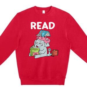 Funny Teacher Library Read Book Club Piggie Elephant Pigeons Premium Crewneck Sweatshirt