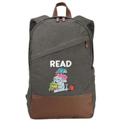 Funny Teacher Library Read Book Club Piggie Elephant Pigeons Cotton Canvas Backpack