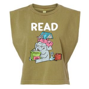 Funny Teacher Library Read Book Club Piggie Elephant Pigeons Garment-Dyed Women's Muscle Tee